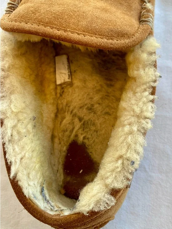 L.L. Bean Chestnut Brown Suede Shearling Moccasins - Picture 6 of 6